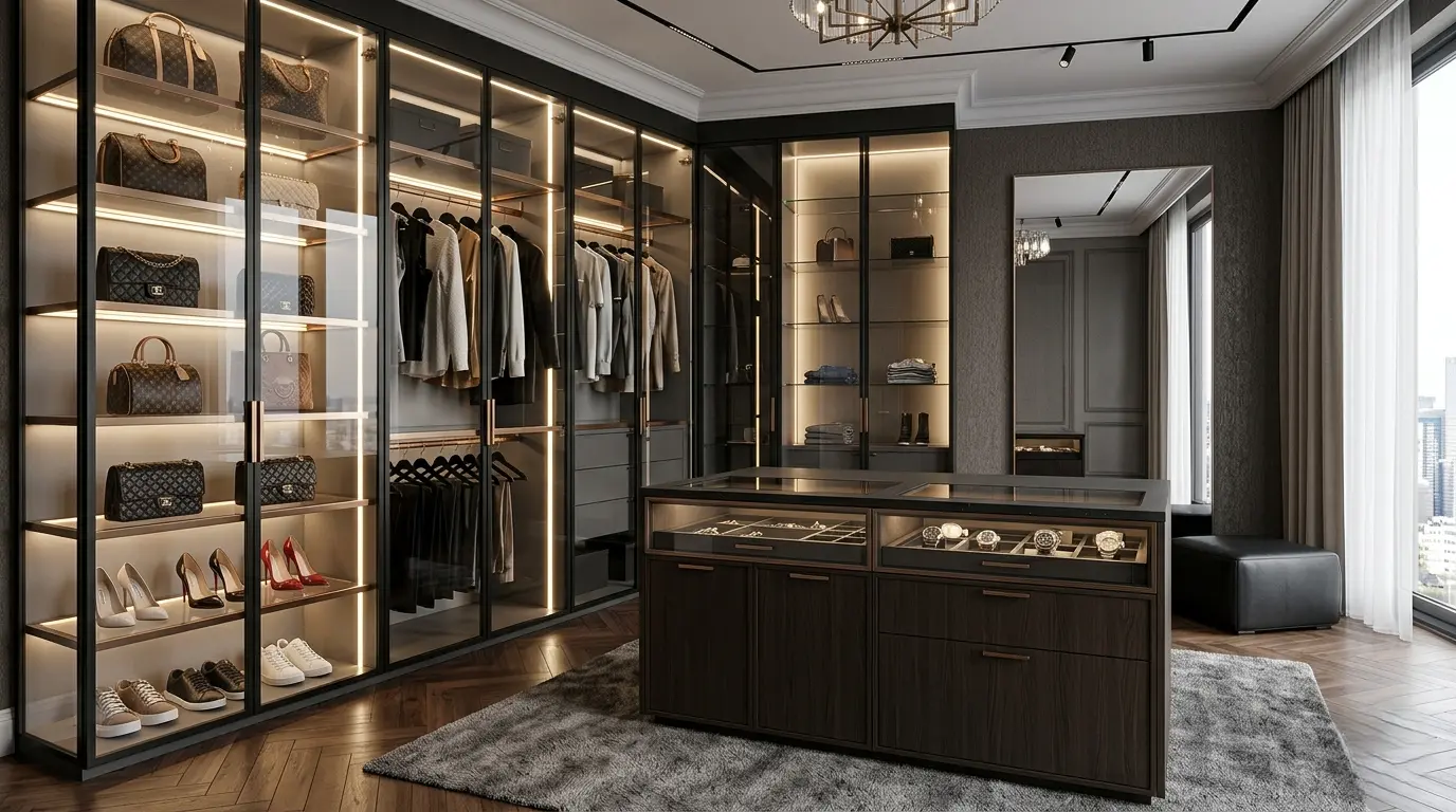 Modern glass wardrobe Bangalore